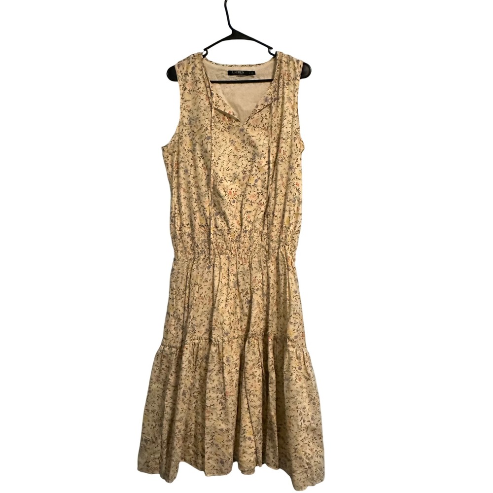 Lauren Ralph Lauren Women Floral Print Sleeveless Tiered Midi Dress‎ Size 12